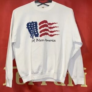 God Bless America White FOTL Made in USA Flag XL Good Cond Small Stain See Pic